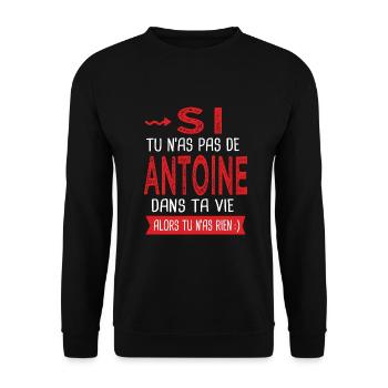 Antoine Si tu n as pas un antoine Cadeau humour - Sweat-shirt Unisexe - noir - Devant - Alina (178cm) & Michal (187cm)