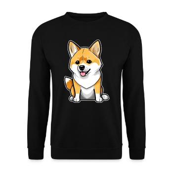 Süßer Shiba Inu Hund - Unisex Pullover - Schwarz - Vorne - Alina (178cm) & Michal (187cm)