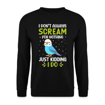 Perruche ondulée, ami à plumes, observation des oiseaux - Sweat-shirt Unisexe - noir - Devant - Alina (178cm) & Michal (187cm)