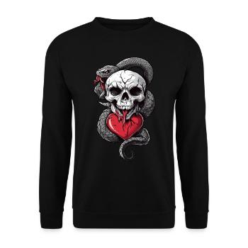 Gothic Metal Skull Vintage Tattoo Style - Unisex Sweatshirt - black - Front - Alina (178cm) & Michal (187cm)