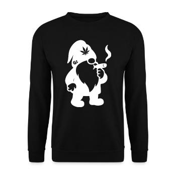 Kiffender Zwerg/Wichtel mit Joint - Weedlove - Unisex Pullover - Schwarz - Vorne - Alina (178cm) & Michal (187cm)