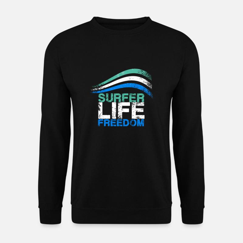 Surfer,Life,Freedom,Surf,Wave,Retro - Unisex Sweatshirt - black