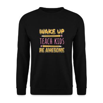 Teacher Teacher's Day Kids Awesome Teacher's Gift - Unisex Sweatshirt - black - Front - Alina (178cm) & Michal (187cm)