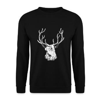 Deer Moose Antler Deer Head Hunter - Unisex Sweatshirt - black - Front - Alina (178cm) & Michal (187cm)