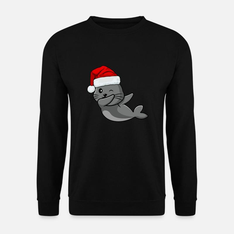 Ozean Tier Geschenk Dabbing Weihnachtsmann Robbe - Unisex Pullover - Schwarz