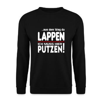 Putzen Putzfrau Gebäudereiniger Reinigungskraft - Unisex Pullover - Schwarz - Vorne - Alina (178cm) & Michal (187cm)