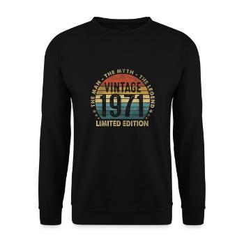 Vintage 1971 Gift - Unisex Sweatshirt - black - Front - Alina (178cm) & Michal (187cm)