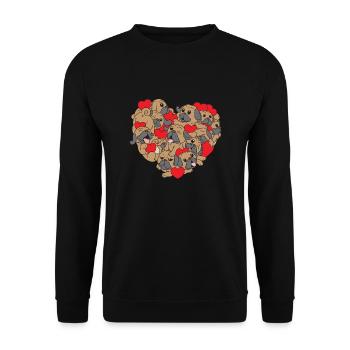Mignon Dog Heart Valentine Cadeau de vêtements pour lui - Sweat-shirt Unisexe - noir - Devant - Alina (178cm) & Michal (187cm)