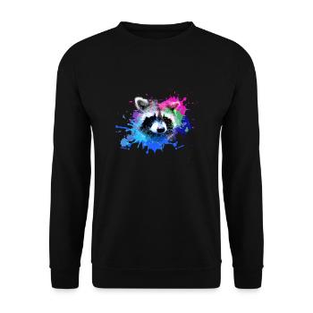 Raccoon,Bear,Graffiti,Painting,Colorful - Unisex Sweatshirt - black - Front - Alina (178cm) & Michal (187cm)