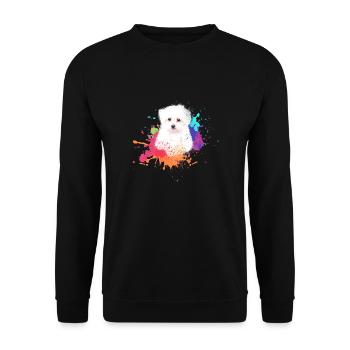 malteser ,hund ,bunt ,hund, Malerei,graffiti, - Unisex Pullover - Schwarz - Vorne - Alina (178cm) & Michal (187cm)