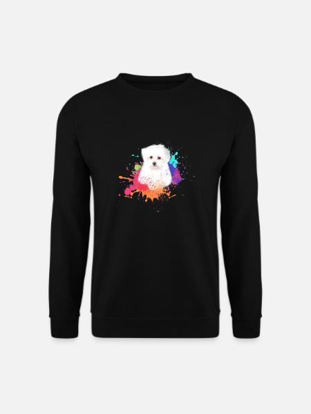malteser ,hund ,bunt ,hund, Malerei,graffiti, - Unisex Pullover - Schwarz