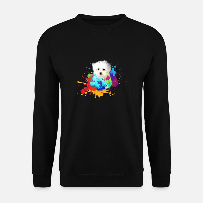 malteser ,hund ,bunt ,hund, Malerei,graffiti, - Unisex Pullover - Schwarz