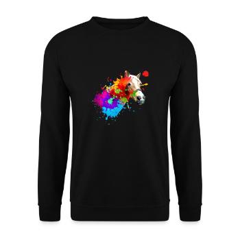 pferd,haflinger, graffiti, malerei, bunt, pferde, - Unisex Pullover - Schwarz - Vorne - Alina (178cm) & Michal (187cm)