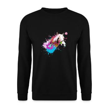 pferd,haflinger, graffiti, malerei, bunt, pferde, - Unisex Pullover - Schwarz - Vorne - Alina (178cm) & Michal (187cm)