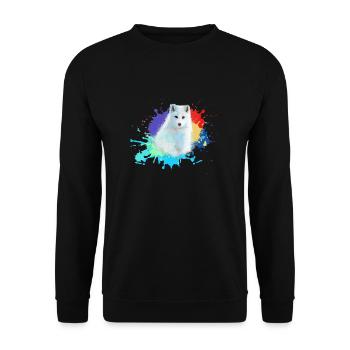 polarfuchs, fuchs,mint,aquarell ,malerei,bunt - Unisex Pullover - Schwarz - Vorne - Alina (178cm) & Michal (187cm)