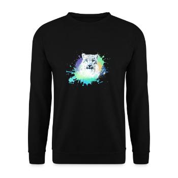 snow leopard,cat,leopard, jaguar,colorful - Unisex Sweatshirt - black - Front - Alina (178cm) & Michal (187cm)