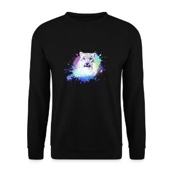 snow leopard,cat,leopard, jaguar,colorful - Unisex Sweatshirt - black - Front - Alina (178cm) & Michal (187cm)