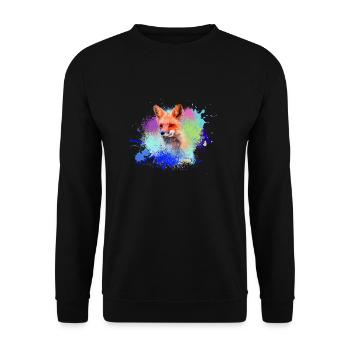 fufuchs ,Graffiti, Malerei,fuchs ,aquarell - Unisex Pullover - Schwarz - Vorne - Alina (178cm) & Michal (187cm)