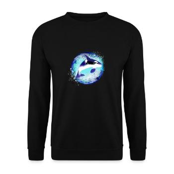 Baleine, Terre, Peinture, Bleu, Épaulard, Mer, Planète - Sweat-shirt Unisexe - noir - Devant - Alina (178cm) & Michal (187cm)