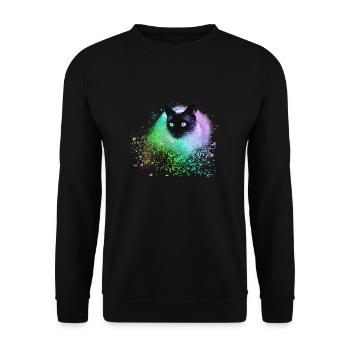 siam katze,bunt,graffit,imalerei kunst,katze,retro - Unisex Pullover - Schwarz - Vorne - Alina (178cm) & Michal (187cm)