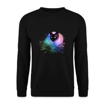 siam katze,bunt,graffit,imalerei kunst,katze,grün - Unisex Pullover - Schwarz - Vorne - Alina (178cm) & Michal (187cm)