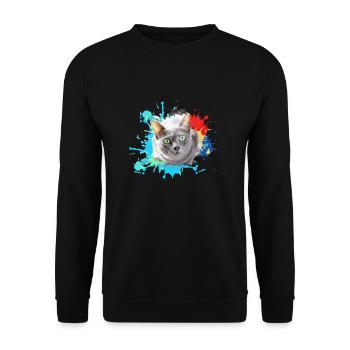 Chat,Yeux Verts,Graffiti,Peinture,Coloré - Sweat-shirt Unisexe - noir - Devant - Alina (178cm) & Michal (187cm)