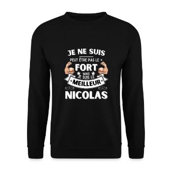 T-shirt meilleur Nicolas humour cadeau - Sweat-shirt Unisexe - noir - Devant - Alina (178cm) & Michal (187cm)