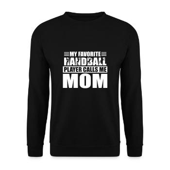 Handball Handballspieler Mama Mom Spruch Trainer - Unisex Pullover - Schwarz - Vorne - Alina (178cm) & Michal (187cm)