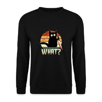 What? - Unisex Pullover - Schwarz - Vorne - Alina (178cm) & Michal (187cm)