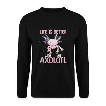 Life Is Better With An Axolotl - Unisex Sweatshirt - black - Front - Alina (178cm) & Michal (187cm)