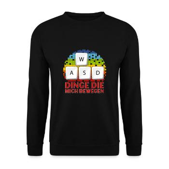 WASD Dinge Die Mich Bewegen - Unisex Pullover - Schwarz - Vorne - Alina (178cm) & Michal (187cm)