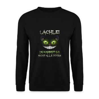 Lächle Du Kannst Sie Nicht Alle Töten - Unisex Pullover - Schwarz - Vorne - Alina (178cm) & Michal (187cm)