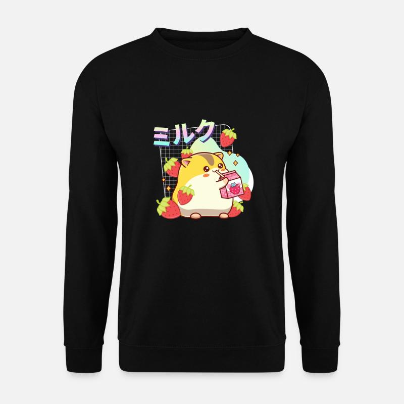 Erdbeeren Milchshake Hamster - Unisex Pullover - Schwarz