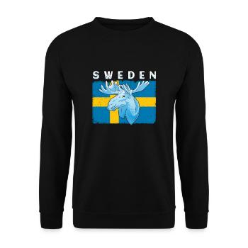 Schweden Flagge weißer Elch - Unisex Pullover - Schwarz - Vorne - Alina (178cm) & Michal (187cm)