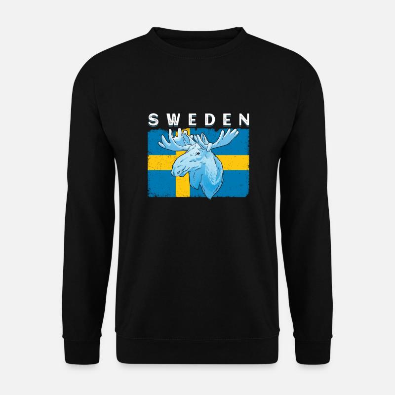 Sweden flag white moose - Unisex Sweatshirt - black