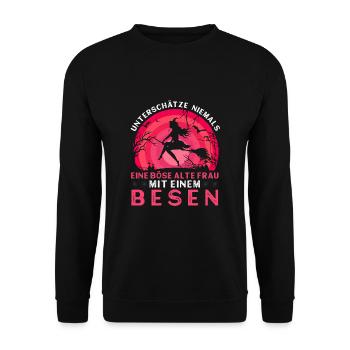 Böse alte Frau - Unisex Pullover - Schwarz - Vorne - Alina (178cm) & Michal (187cm)