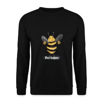 Bee Happy - Unisex Pullover - Schwarz - Vorne - Alina (178cm) & Michal (187cm)