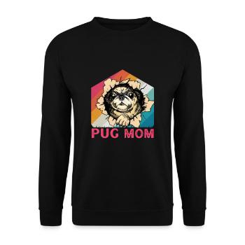 Pug Mom - Unisex Pullover - Schwarz - Vorne - Alina (178cm) & Michal (187cm)