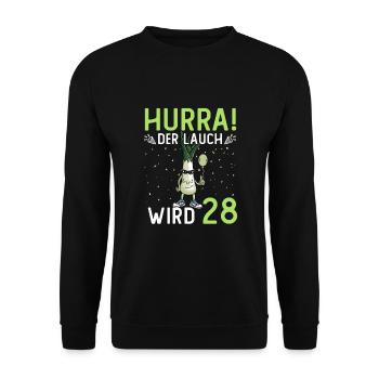 Hurra der Lauch wird 28 - Unisex Pullover - Schwarz - Vorne - Alina (178cm) & Michal (187cm)