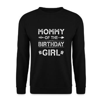 Mommy Of The Birthday Girl - Unisex Pullover - Schwarz - Vorne - Alina (178cm) & Michal (187cm)