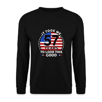 Il m’a fallu 57 ans pour être aussi beau - Sweat-shirt Unisexe - noir - Devant - Alina (178cm) & Michal (187cm)