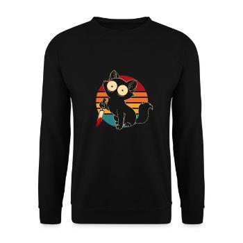 Chat fou avec couteau - Sweat-shirt Unisexe - noir - Devant - Alina (178cm) & Michal (187cm)