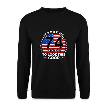 Il m’a fallu 74 ans pour être aussi beau - Sweat-shirt Unisexe - noir - Devant - Alina (178cm) & Michal (187cm)