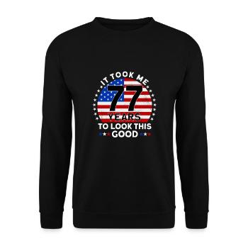 Il m’a fallu 77 ans pour être aussi beau - Sweat-shirt Unisexe - noir - Devant - Alina (178cm) & Michal (187cm)