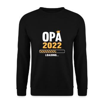 Opa 2022 Loading Schwangerschaftsankündigung - Unisex Pullover - Schwarz - Vorne - Alina (178cm) & Michal (187cm)