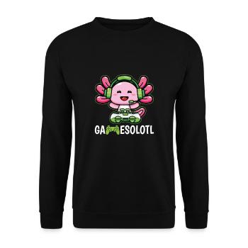 Gamesolotl – Axolotl Gamer Video Games Lover - Unisex Sweatshirt - black - Front - Alina (178cm) & Michal (187cm)