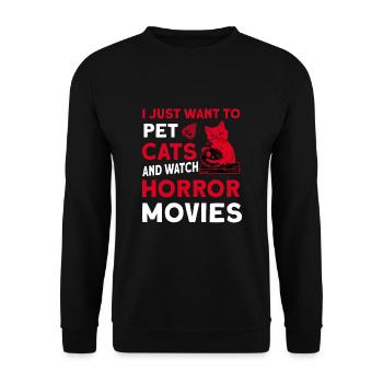 Je veux juste caresser les chats et regarder des films d’horreur - Sweat-shirt Unisexe - noir - Devant - Alina (178cm) & Michal (187cm)