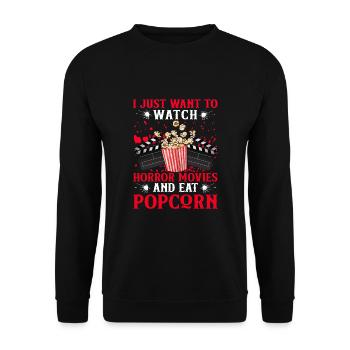 Je veux juste regarder des films d’horreur et manger du pop-corn - Sweat-shirt Unisexe - noir - Devant - Alina (178cm) & Michal (187cm)