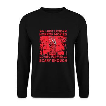 J’adore les films d’horreur - Sweat-shirt Unisexe - noir - Devant - Alina (178cm) & Michal (187cm)