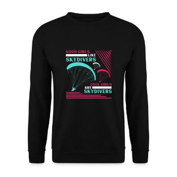 Les bonnes filles comme les parachutistes Les filles cool sont des parachutistes - Sweat-shirt Unisexe - noir - Devant - Alina (178cm) & Michal (187cm)